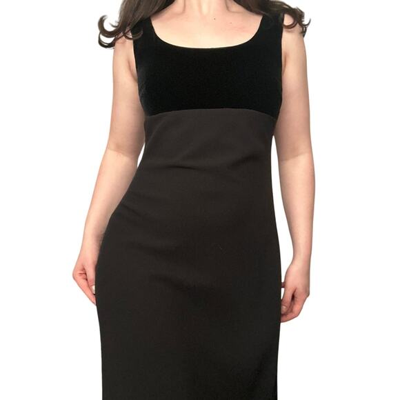 Vintage 90s Lauren Ralph Lauren Sz 2 Vintage Velvet Maxi Dress Formal Black Tie - Picture 1 of 8